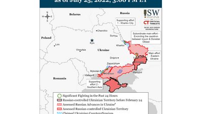 Карта боїв в україні станом на 25 липня