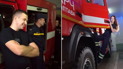 Рятувальники під час фотосесії на благодійний календар Рятувальники під час фотосесії на благодійний календар