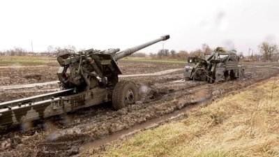 153-мм гармата-гаубиця росіян. Чернігівщина, березень 2022 рік