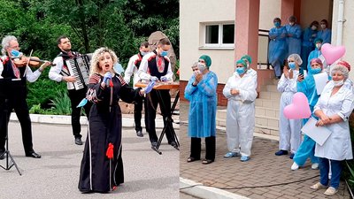 Концертом під стінами лікарні привітали франківських медиків з прийдешнім святом