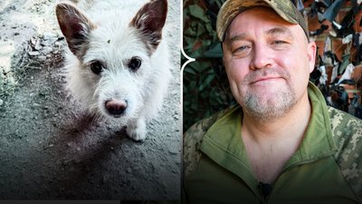 Боєць Луганського прикордонного загону врятував 18 ричного пса Кузю