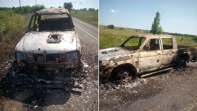Знищене авто, на яке торік збирав військовий Марко Чорний Знищене авто, на яке торік збирав військовий Марко Чорний