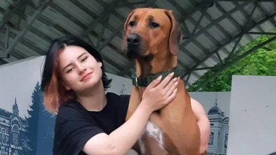 Дочка Якова та Ольги з домашнім улюбленцем Дочка Якова та Ольги з домашнім улюбленцем