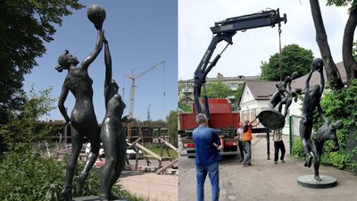 "Нічийні" радянські скульптури біля "Авангарду" у Рівному прибрали. Чому і що з ними буде