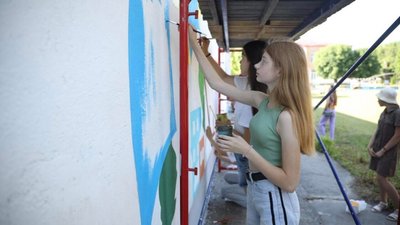 В одному із міст Хмельниччини створили перший патріотичний мурал