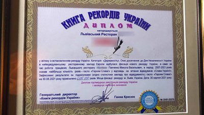 Диплом, який засвідчує встановлення рекорду Диплом, який засвідчує встановлення рекорду