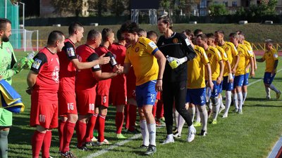Перший футбольний матч на оновленому стадіоні у Кам'янці-Подільському зіграли військові та представники шоу-бізу. 28 липня 2022 рік. Перший футбольний матч на оновленому стадіоні у Кам'янці-Подільському зіграли військові та представники шоу-бізу. 28 липня 2022 рік.