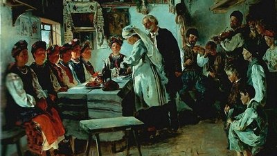 "Дівич-вечір". Картина Володимира Маковського. 1882 рік