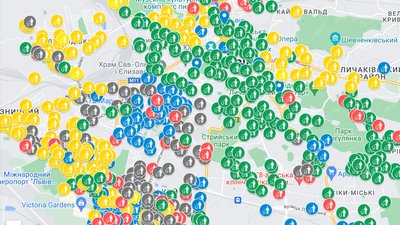 Скріншот мапи, де можна знайти контейнери для збору органіки Скріншот мапи, де можна знайти контейнери для збору органіки