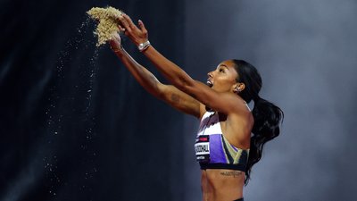 Олімпійська чемпіонка Тара Девіс-Вудголл на змаганнях Athlos-2025 у Нью-Йорку
