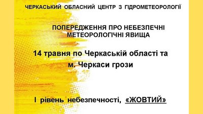 На Черкащині пройдуть короткочасні дощі та грози