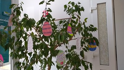 Відвідувачі хмельницького басейну прикрашають листівками Великоднє дерево