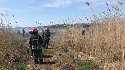 У Кропивницькому 4 години гасили вогонь на березі річки Інгул У Кропивницькому 4 години гасили вогонь на березі річки Інгул