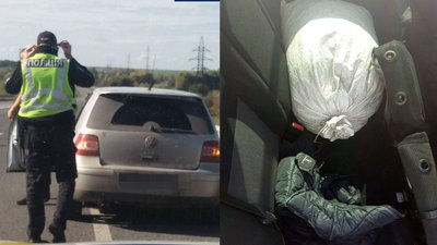 Копи знайшли мішок бурштину в автівці під Рівним. Зупиняли через брудний номер