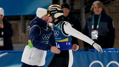 Ніка Превц та Домен Превц, словенські стрибуни з трампліна на Олімпіаді-2026