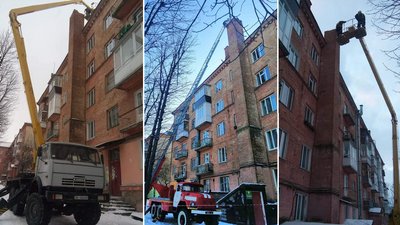 У Рівному розбирали димар п'ятиповерхівки, щоб не впав людям на голову