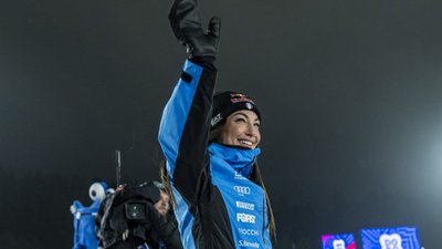 Доротея Вірер після масстарту на Кубку світу з біатлону у Новому Месті