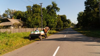 Наталія та Віктор збирають молоко по селу. Чернігівщина Наталія та Віктор збирають молоко по селу. Чернігівщина