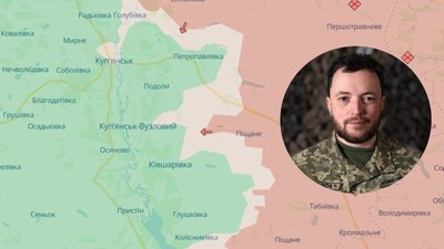 Мапа бойових дій від DeepState на Харківщині та речник УОС Віктор Трегубов