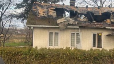 Адміністративна будівля в Мамаївській громаді після підпал