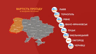 Графіка: вартість проїзду в західних регіонах Графіка: вартість проїзду в західних регіонах