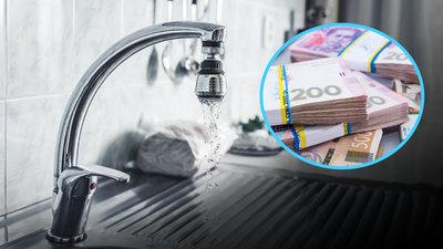 кран з водою та гроші
