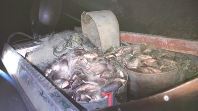 На Херсонщині водні поліцейські виявили браконьєрів із уловом близько 400 кг риби На Херсонщині водні поліцейські виявили браконьєрів із уловом близько 400 кг риби