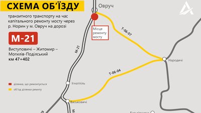 На Житомирщині в Овручі закривають рух транзитного транспорту через міст. Об'їзд 50 кілометрів