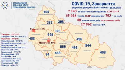 За добу на Закарпатті виявлено 80 нових випадків COVID-19 За добу на Закарпатті виявлено 80 нових випадків COVID-19