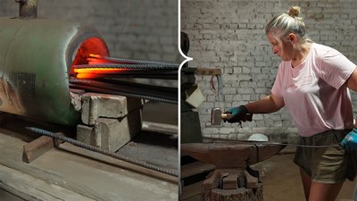 На Чернігівщини волонтери з військовими роблять скоби для фронту