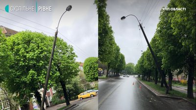 У Рівному таксист влетів у бетонний ліхтарний стовп, опора зламалась У Рівному таксист влетів у бетонний ліхтарний стовп, опора зламалась