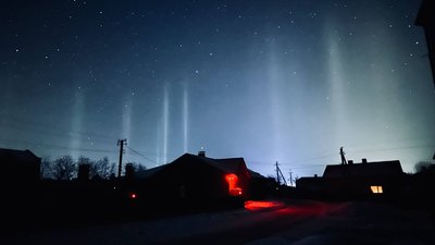 світлові стовпи, бережани, вечір, космос, зорі