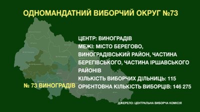 На закарпатському окрузі №73 змагатимуться 16 кандидатів