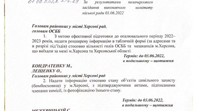 доручення Херсонського міського голови Колихаєва доручення Херсонського міського голови Колихаєва