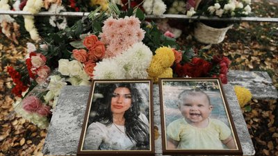 Портрети загиблих Інни Марюхни та її однорічної доньки Ангеліни