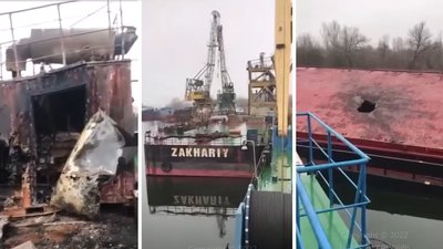 Росіяни обстріляли плавкран "Захарій", що залучався для будівництва запорізького мосту. Що відомо про пошкодження