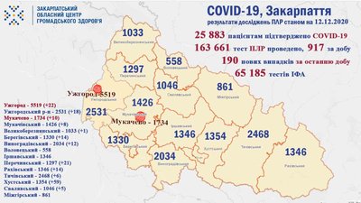 COVID-19 на Закарпатті: понад 800 одужали, 190 захворіли COVID-19 на Закарпатті: понад 800 одужали, 190 захворіли