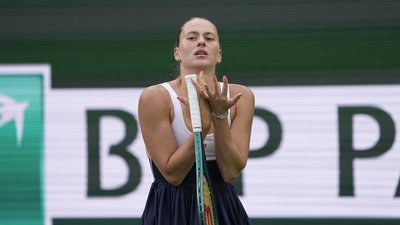 Українська тенісистка Марта Костюк на турнірі в Індіан-Веллсі, США.
