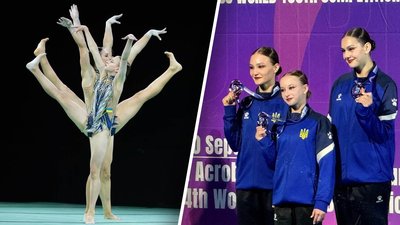 Акробатки з Вінниці Вікторія Сухонос, Аліна Коваль та Вікторія Ткач 
