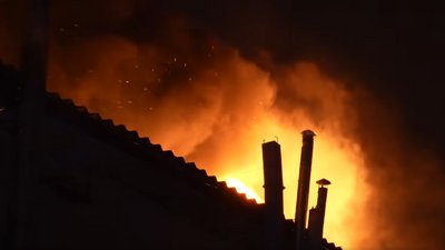 Пожежа на місці влучання російського дрона