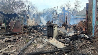 Наслідки влучання російських БпЛА у Лютівці 