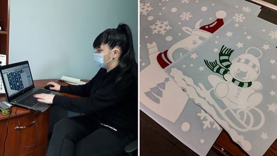Подружжя кропивничан робить новорічні наліпки Подружжя кропивничан робить новорічні наліпки