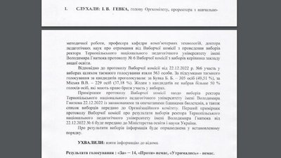 Вибори ректора в ТНПУ: результати голосування Вибори ректора в ТНПУ: результати голосування