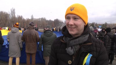 У Запоріжжі розгорнули Прапор Єднання довжиною 50 метрів
