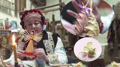 Житомирська майстриня Анна Івченко вчить дітей робити новорічні іграшки з соломи