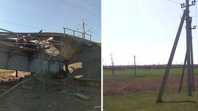 У тимчасово окупованій Якимівці зруйнований залізничний міст, через який росіяни постачали зброю та паливо з Криму