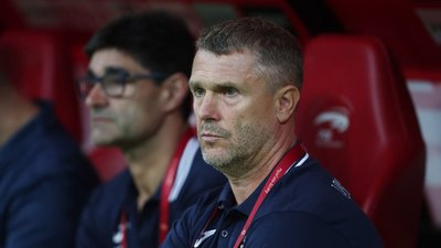 Сергій Ребров, головний тренер збірної України в товариському матчі з Польщею 7 червня.