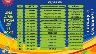 Графік "Дворових Олімпійський ігор" на червень. Графік "Дворових Олімпійський ігор" на червень.