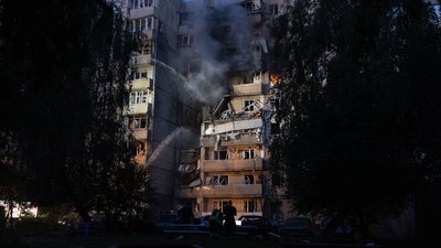 Пошкоджена багатоповерхівка у Святошинському районі. Київ, 7 вересня 2025 рік