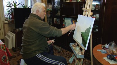 Павло Черненко пише картину Павло Черненко пише картину